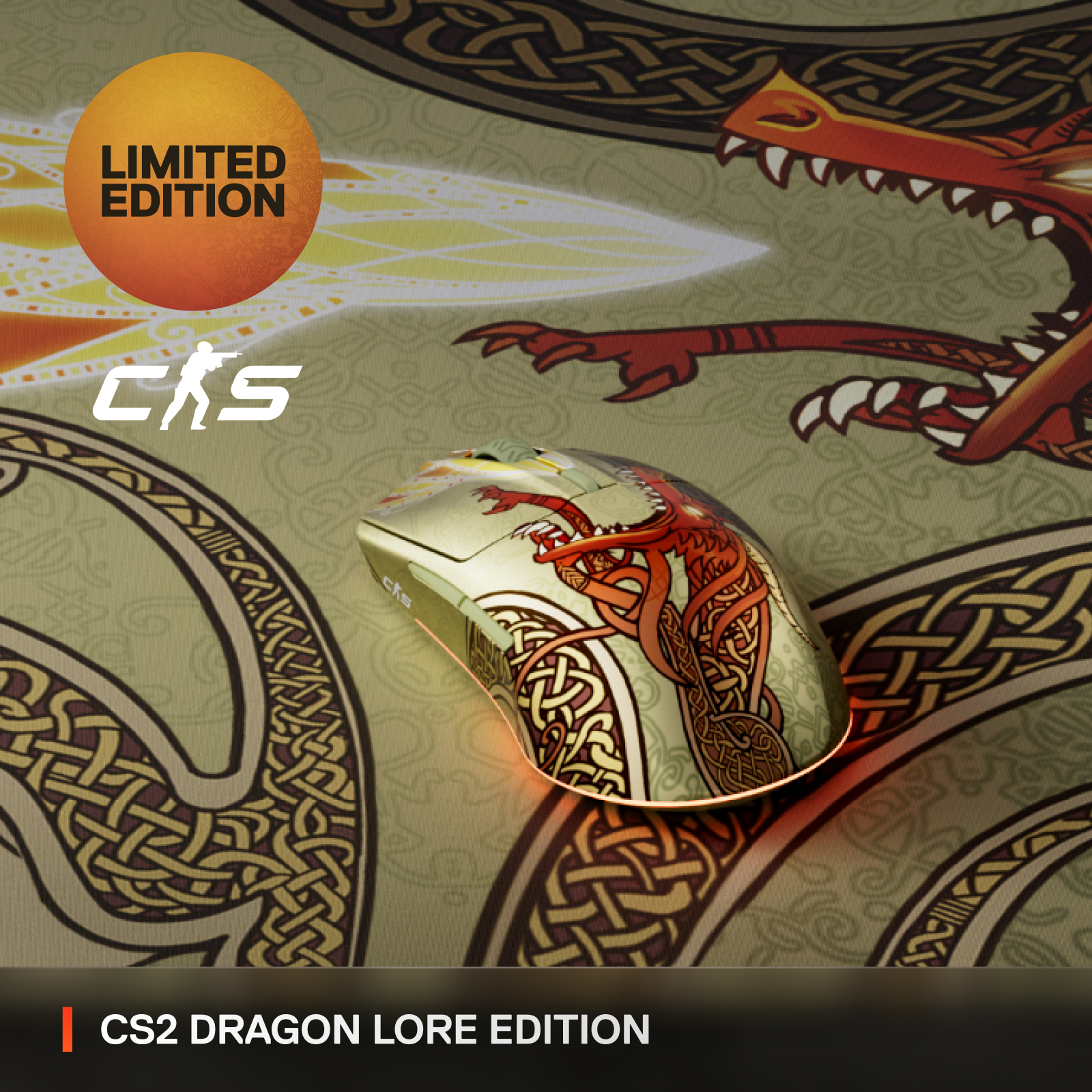 SteelSeries賽睿Aerox 3無線電競滑鼠-CS2 Dragon Lore版(預購7月中到貨)