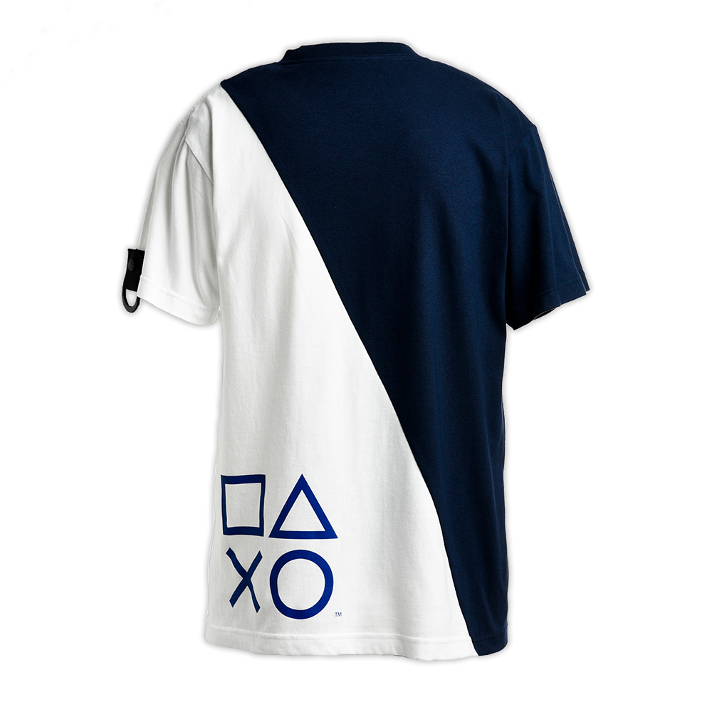 PlayStation雙色拼接T恤(B)-海軍藍/白-XL