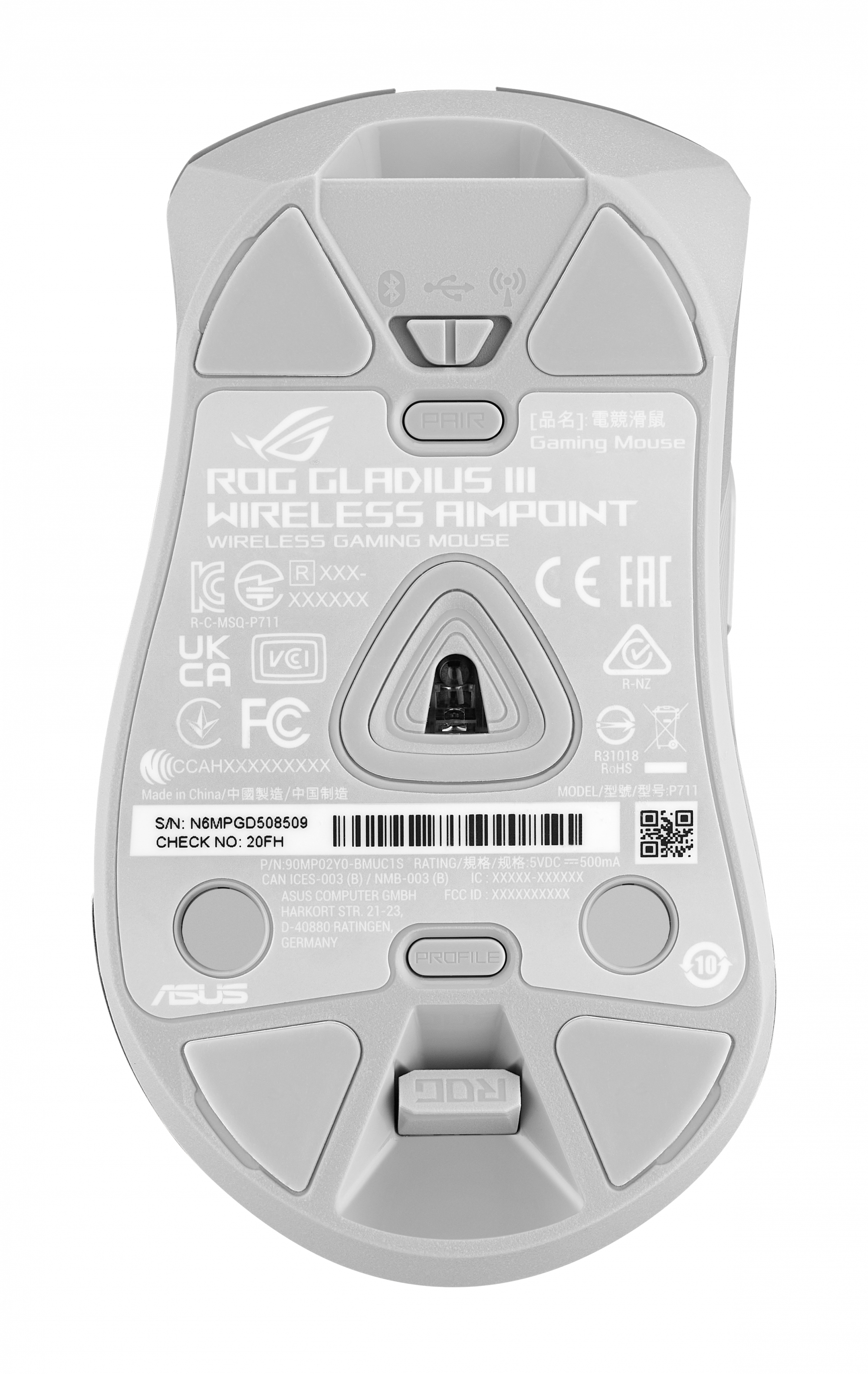 華碩ROG GLADIUS-III-WL-AP無線電競滑鼠-白
